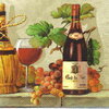 แนวภาพไวน์ ขวดไวน์กับองุ่น Wine เป็นภาพครึ่งแผ่น กระดาษแนพกิ้นสำหรับทำงาน เดคูพาจ Decoupage Paper Napkins ขนาด 33X33cm