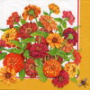 แนวภาพดอกไม้ ดอกบานชื่น ส้มแดง Zinnia เป็นภาพแนวยาว กระดาษแนพกิ้นสำหรับทำงาน เดคูพาจ Decoupage Paper Napkins ขนาด 33X33cm