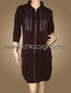 เสื้อคลุมตัวยาวซิบหน้าสีน้ำตาล แต่งซิบที่อก มีกระเป๋าข้าง ผ้าเนื้อดีเกรดเอ (L)