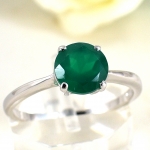 SKJewelryFactory แหวนพลอยชูยอด เม็ดเดี่ยว แหวนเงินแท้ 92.5% ฝังพลอยกรีนอะเกทแท้ ER01235-GAG