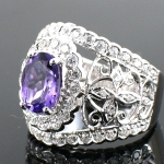 แหวนเงินแท้ 92.5% ฝังพลอยแอมิทิสต์แท้