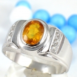 แหวนเงินแท้ 92.5% ฝังพลอยบุษราคัมแท้ ER00856-YSA