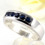 แหวนเงินแท้ 92.5% ฝังพลอยไพลินแท้ ER00690-BSA