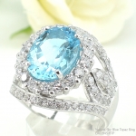 แหวนเงินแท้ 92.5% ฝังพลอยสกายบลูโทปาซแท้