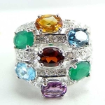 แหวนเงินแท้ 92.5% ฝังพลอยแท้คละสี