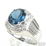 แหวนเงินแท้ 92.5% ฝังพลอยลอนดอนบลูโทปาซแท้ MR00354-LBT