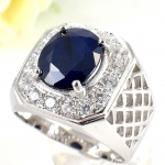 แหวนเงินแท้ 92.5% ฝังพลอยไพลินแท้