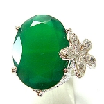 แหวนเงินแท้ 92.5% ฝังพลอยกรีนอะเกทแท้