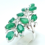 แหวนเงินแท้ 92.5% ฝังพลอยกรีนอะเกทแท้