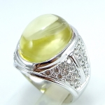 แหวนเงินแท้ 92.5% ฝังพลอยเลมอนควอทซ์แท้ MR00420-LMQ