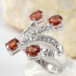 แหวนเงินแท้ 92.5% ฝังพลอยบุษราคัมแท้สีส้ม