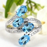 แหวนเงินแท้ 92.5% ฝังพลอยสวิสบลูโทปาซแท้