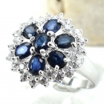 แหวนเงินแท้ 92.5% ฝังพลอยไพลินแท้