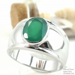 แหวนเงินแท้ 92.5% ฝังพลอยกรีนอะเกทแท้ ER00849-GAG