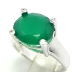 แหวนเงินแท้ 92.5% ฝังพลอยกรีนอะเกทแท้