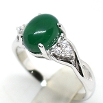 แหวนเงินแท้ 92.5% ฝังพลอยกรีนอะเกทแท้