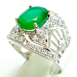 แหวนเงินแท้ 92.5% ฝังพลอยกรีนอะเกทแท้