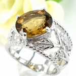 แหวนเงินแท้ 92.5% ฝังพลอยเยลโลว์ควอทซ์แท้