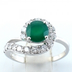 แหวนเงินแท้ 92.5% ฝังพลอยกรีนอะเกทแท้