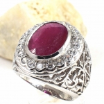 แหวนเงินแท้ 92.5% ฝังพลอยทับทิมแท้ MR00527-RBY
