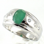 แหวนเงินแท้ 92.5% ฝังพลอยมรกตแท้ MR00551-EMR