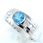 แหวนเงินแท้ 92.5% ฝังพลอยสวิสบลูโทปาซแท้ ER02457-SBT