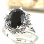 SKJewelryFactory แหวนนิลล้อมเพชรคู่ ตัวเรือนเงินแท้ ER01240-ONX