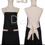 ผ้ากันเปื้อนคล้องคอ สีดำแต่งสายสีกากี 2 กระเป๋า