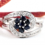 แหวนเงินแท้ 92.5% ฝังพลอยไพลินแท้