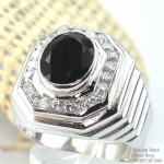 SKJewelryFactory แหวนเงินแท้ 92.5% ฝังพลอยนิลแท้ MR00538-ONX