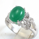 แหวนเงินแท้ 92.5% ฝังพลอยกรีนอะเกทแท้