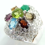 แหวนเงินแท้ 92.5% ฝังพลอยแท้คละสี