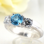 แหวนเงินแท้ 92.5% ฝังพลอยสวิสบลูโทปาซแท้