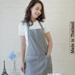 ผ้ากันเปื้อน แคนวาสพิมพ์ลาย สีเทาจุดขาว