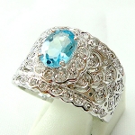 แหวนเงินแท้ 92.5% ฝังพลอยสวิสบลูโทปาซแท้