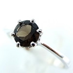 แหวนเงินแท้ 92.5% ฝังพลอยสโมกกี้ควอทซ์แท้