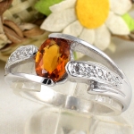 แหวนเงินแท้ 92.5% ฝังพลอยซิทรินแท้ ER00852-CIT