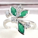 แหวนเงินแท้ 92.5% ฝังพลอยกรีนอะเกทแท้