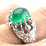 SKJewelryFactory แหวนครุฑ แหวนพลอยกรีนอะเกทแท้ ER02405-GAC