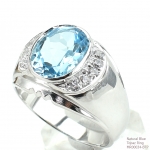 แหวนเงินแท้ 92.5% ฝังพลอยบลูโทปาซแท้ MR00034-BTP