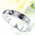 SKJewelryfactory แหวนเงินแท้ 92.5% ฝังพลอยไพลินแท้ สลับเพชร ER01835-BSA