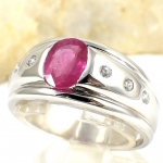 แหวนเงินแท้ 92.5% ฝังพลอยทับทิมแท้ MR00551-RBY