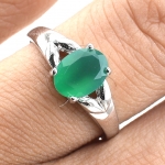 SKJewelryFactory แหวนพลอยเม็ดเดี่ยว แหวนชูยอด แหวนเงินแท้ แหวนพลอยกรีนอะเกทแท้ ER01096-GAG