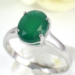 SKJewelryFactory ER02127-GAG แหวนเงินแท้ฝังพลอยกรีนอะเกทแท้