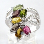 แหวนเงินแท้ 92.5% ฝังพลอยทัวร์มาลีนแท้คละสี