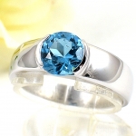 แหวนเงินแท้ 92.5% ฝังพลอยสวิสบลูโทปาซแท้