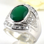 แหวนเงินแท้ 92.5% ฝังพลอยกรีนอะเกทแท้ MR00087-GAG