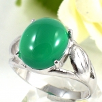 แหวนเงินแท้ 92.5% ฝังพลอยกรีนอะเกทแท้