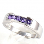 SKJewelryFactory แหวนเงินแท้ ฝังพลอยแอมิทิสต์แท้ สไตล์แหวนแถว ER01915-AMT