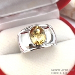 SKJewelryFactory แหวนพลอยซิทรินแท้ ตัวเรือนเงินแท้ 92.5% สไตล์แหวนปลอกมีด ER00849-CIT